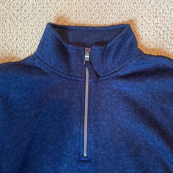Mens Large Navy Nautical Fleece Quarter Zip - Picture 4 of 6